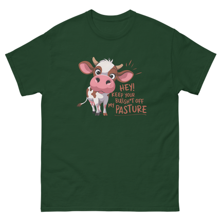 Funny Cow Attitude Tee – Keep Your Bullsh*t Off My Pasture Women Tees Style Junction – Custom Digital Designs & Apparel Forest Green S