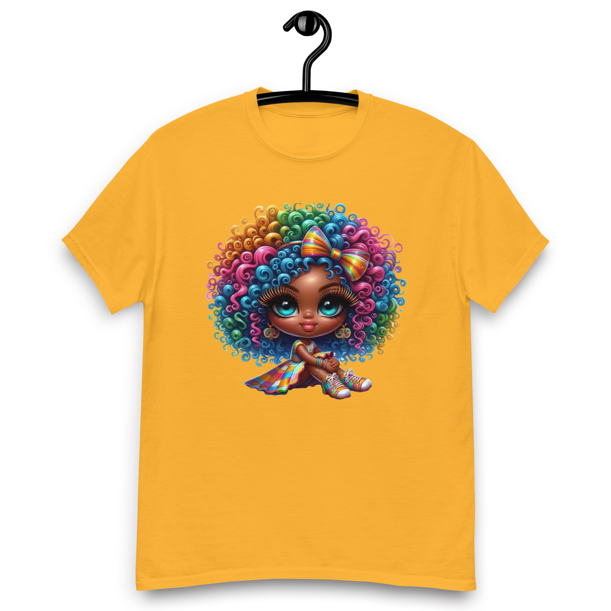 Rainbow Curls Doll Women's Tee - Comfortable 100% Cotton with a Stylish Fit Physical T-Shirt Style-Junction