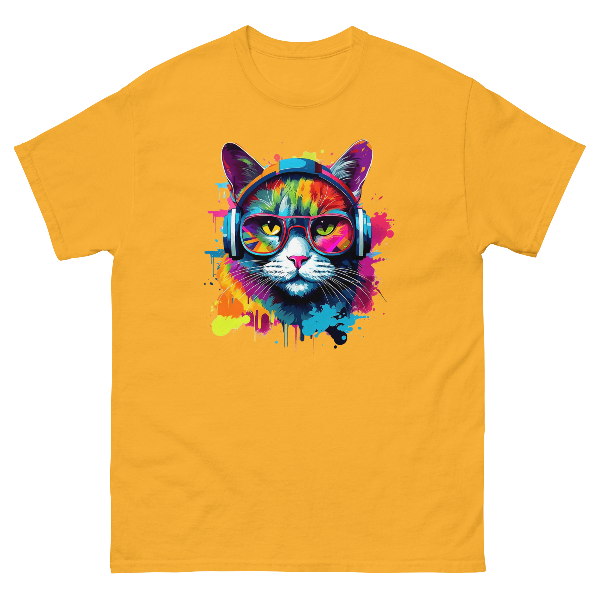 Vibrant DJ Cat Unisex Classic Tee - Trendy, Soft, and Perfect for Streetwear Physical T-Shirt Style-Junction