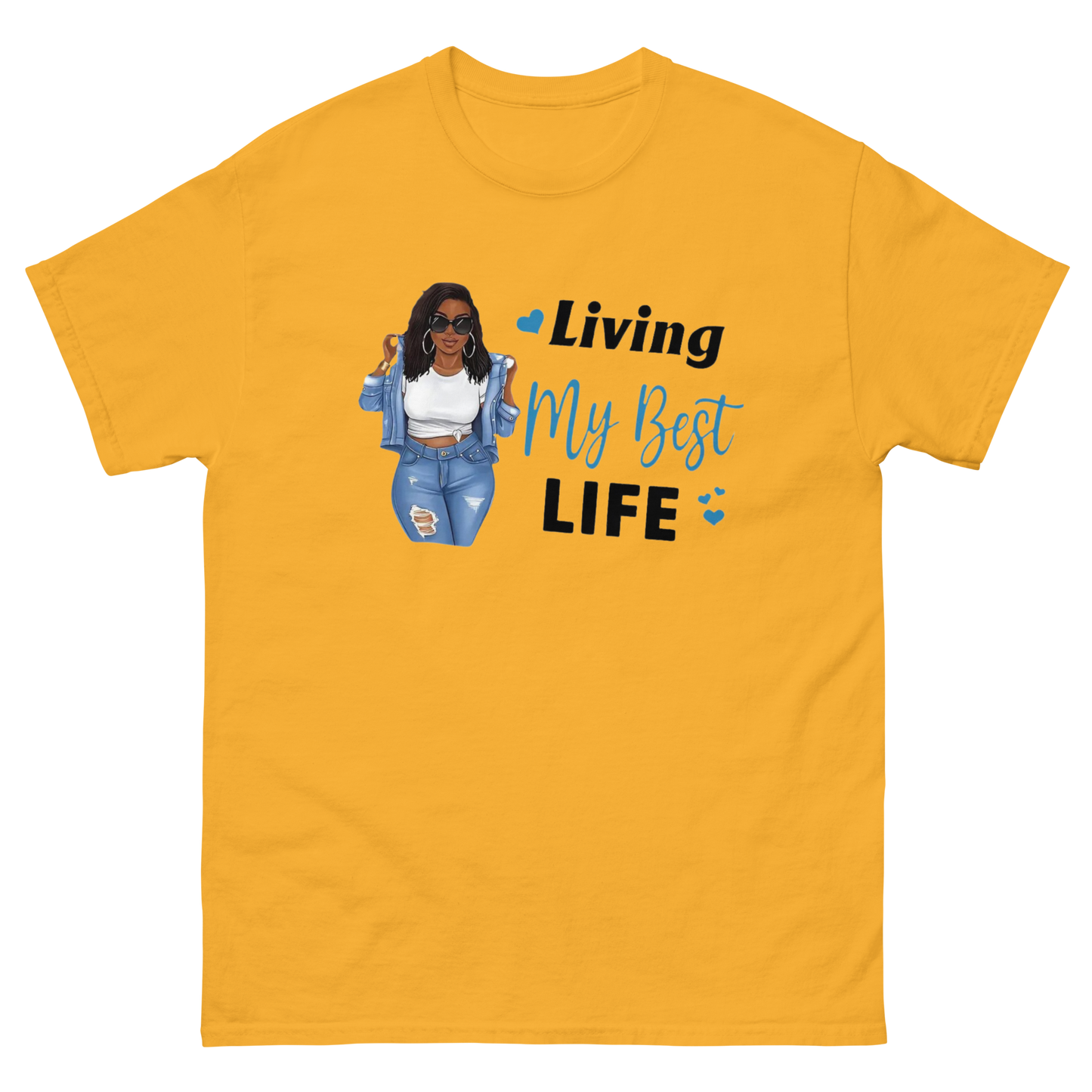 Living My Best Life Women's Classic Tee Physical T-Shirt Style-Junction Custom Designs & Prints Gold S