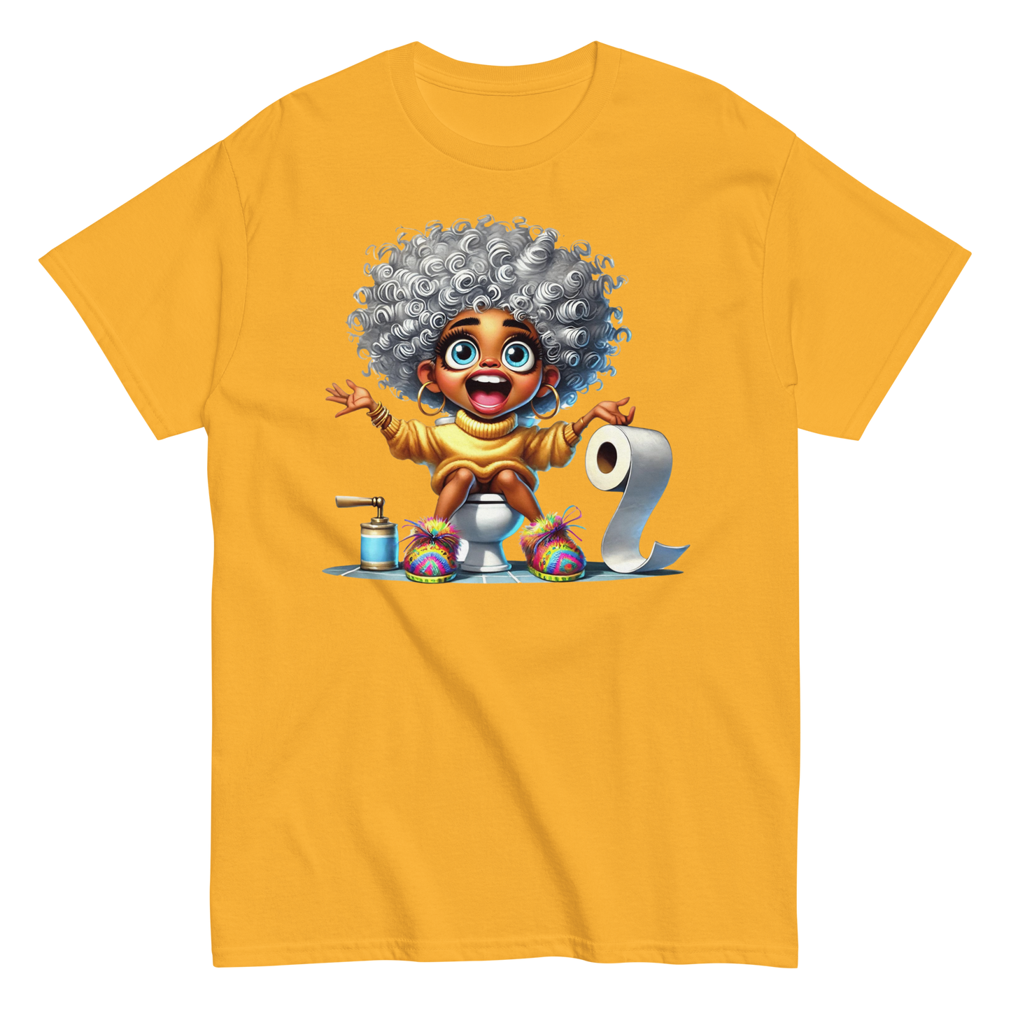 Toilet Time Joy Women's Classic Tee Physical T-Shirt Style-Junction Custom Designs & Prints Gold S