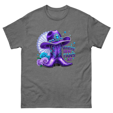 Where Dem Fans At Tee – Purple Roses & Bling Style Women Tees Style Junction – Custom Digital Designs & Apparel Graphite Heather S