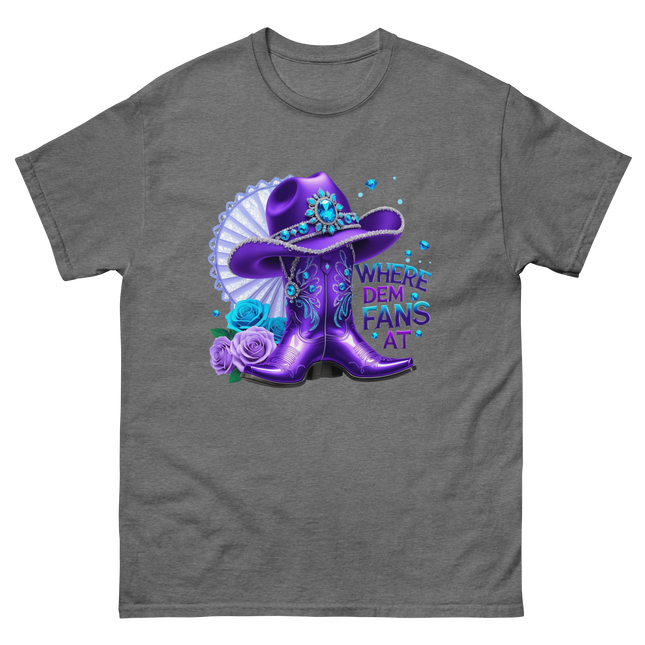 Where Dem Fans At Tee – Purple Roses & Bling Style Women Tees Style Junction – Custom Digital Designs & Apparel Graphite Heather S