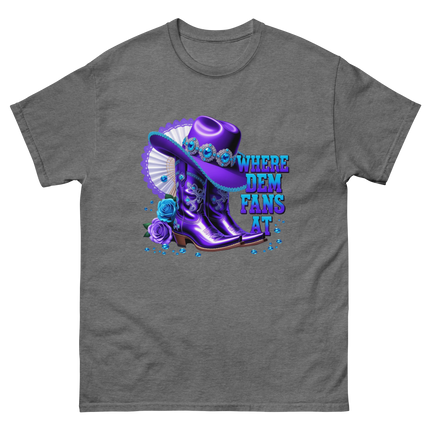 Where Dem Fans At Tee – Sparkling Western Boot Look Women Tees Style Junction – Custom Digital Designs & Apparel Graphite Heather S