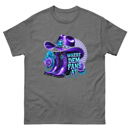 Where Dem Fans At Tee – Luxe Blue & Violet Fan Vibe Women Tees Style Junction – Custom Digital Designs & Apparel Graphite Heather S
