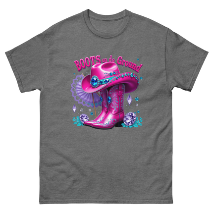 Western Glam Tee – Pink Boots & Hat Statement Women Tees Style Junction – Custom Digital Designs & Apparel Graphite Heather S