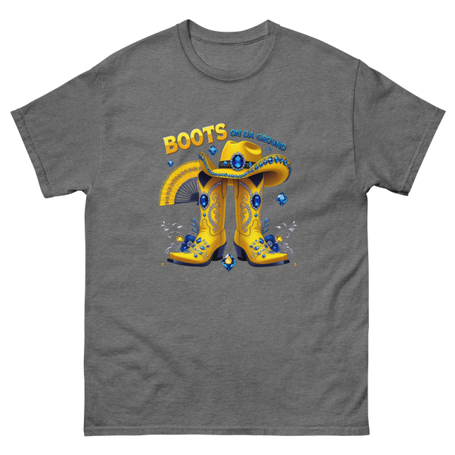 Yellow Glam Cowgirl Tee – Boots on Da Ground Design Women Tees Style Junction – Custom Digital Designs & Apparel Graphite Heather S