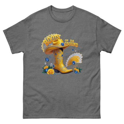 Boots on Da Ground Tee – Bright Yellow Jewel Style Women Tees Style Junction – Custom Digital Designs & Apparel Graphite Heather S