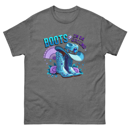 Pastel Cowgirl Tee – Light Blue Boots on Da Ground Vibe Women Tees Style Junction – Custom Digital Designs & Apparel Graphite Heather S