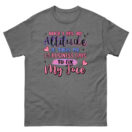 Attitude Fix Tee – Funny Pastel Quote Graphic Shirt Women Tees Style Junction – Custom Digital Designs & Apparel Graphite Heather S