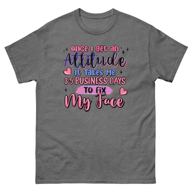 Attitude Fix Tee – Funny Pastel Quote Graphic Shirt Women Tees Style Junction – Custom Digital Designs & Apparel Graphite Heather S