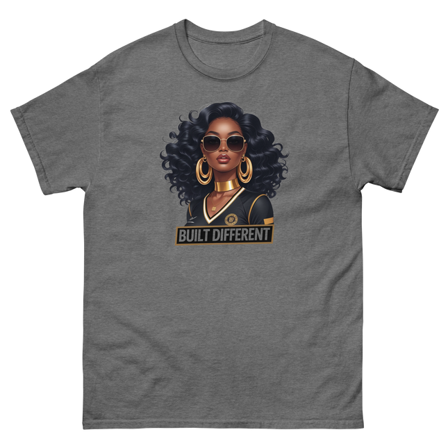 Built Different Tee – Bold Black Art, Gold Statement Style #1 Women Tees Style Junction – Custom Digital Designs & Apparel Graphite Heather S