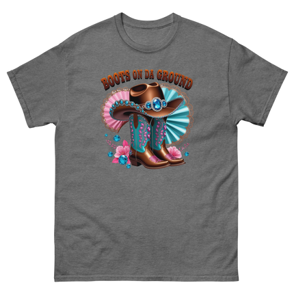 Brown Rhinestone Cowgirl Boots Tee – Boots on Da Ground #2 Women Tees Style Junction – Custom Digital Designs & Apparel Graphite Heather S