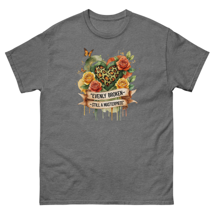 Evenly Broken Leopard Heart Tee – Watercolor Floral Vibes #2 Women Tees Style Junction – Custom Digital Designs & Apparel Graphite Heather S