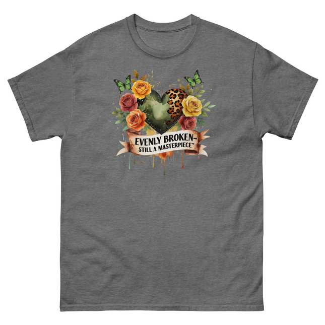 Evenly Broken Leopard Heart Tee – Watercolor Floral Vibes #3 Women Tees Style Junction – Custom Digital Designs & Apparel Graphite Heather S