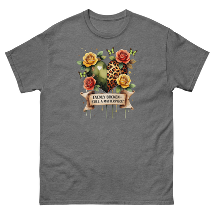 Evenly Broken Leopard Heart Tee – Watercolor Floral Vibes #4 Women Tees Style Junction – Custom Digital Designs & Apparel Graphite Heather S