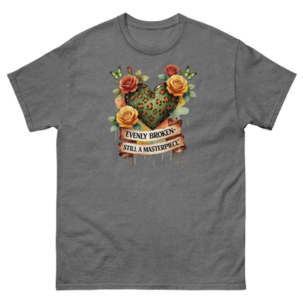 Evenly Broken Leopard Heart Tee – Watercolor Floral Vibes #5 Women Tees Style Junction – Custom Digital Designs & Apparel Graphite Heather S