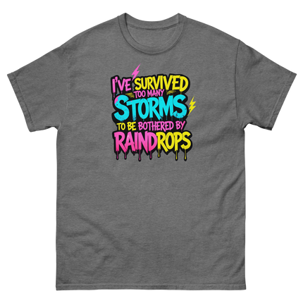 Survived the Storms Statement Tee – Neon Streetwear Bold Vibes Women Tees Style Junction – Custom Digital Designs & Apparel Graphite Heather S