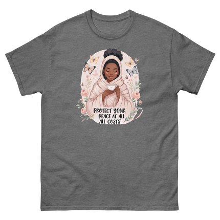 Protect Your Peace Tee – Floral Afro Soft Aesthetic Design #4 Women Tees Style Junction – Custom Digital Designs & Apparel Graphite Heather S