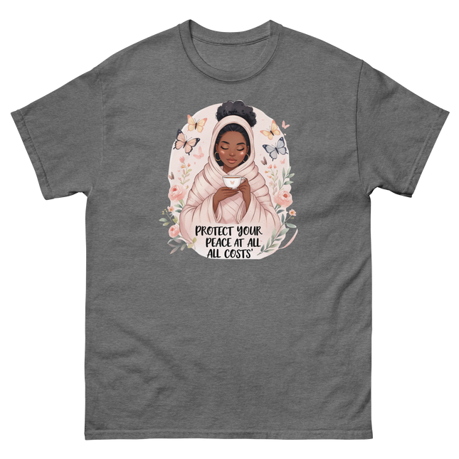 Protect Your Peace Tee – Floral Afro Soft Aesthetic Design #4 Women Tees Style Junction – Custom Digital Designs & Apparel Graphite Heather S
