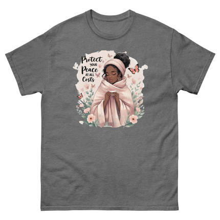 Protect Your Peace Tee – Floral Afro Soft Aesthetic Design #5 Women Tees Style Junction – Custom Digital Designs & Apparel Graphite Heather S