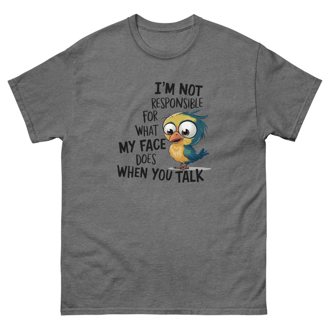 Funny Bird Face Reaction Tee – I'm Not Responsible Design Women Tees Style Junction – Custom Digital Designs & Apparel Graphite Heather S