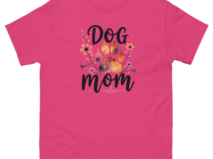 Dog Mom Sunset Floral T-Shirt – Heartbeat Paw Print Design Women Tees Style Junction – Custom Digital Designs & Apparel Heliconia S