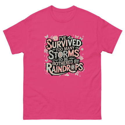 I’ve Survived Too Many Storms Tee – Pastel Quote Cotton Shirt Women Tees Style Junction – Custom Digital Designs & Apparel Heliconia S