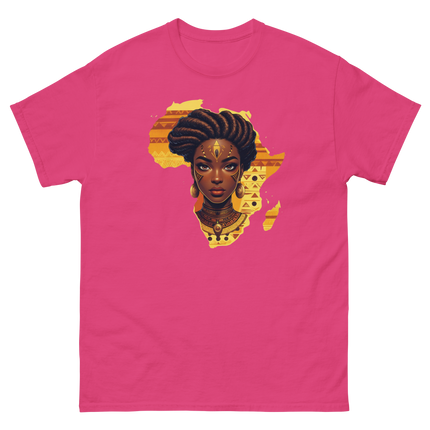 Afrocentric Queen Tee – Tribal Pattern Art, Bold Heritage Vibe #5 Women Tees Style Junction – Custom Digital Designs & Apparel Heliconia S