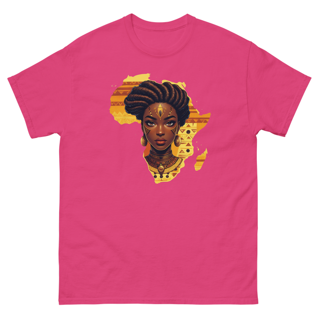 Afrocentric Queen Tee – Tribal Pattern Art, Bold Heritage Vibe #5 Women Tees Style Junction – Custom Digital Designs & Apparel Heliconia S