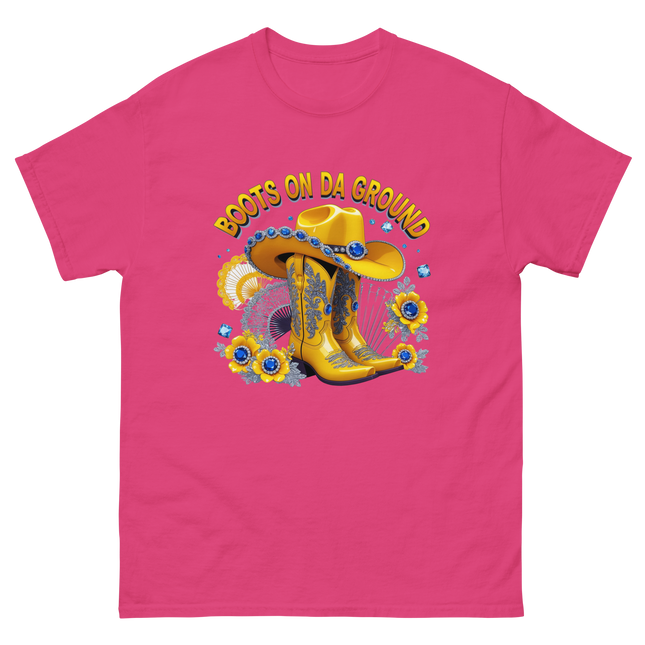 Sunshine Cowgirl Tee – Blue Gem & Fan Graphic Women Tees Style Junction – Custom Digital Designs & Apparel Heliconia S
