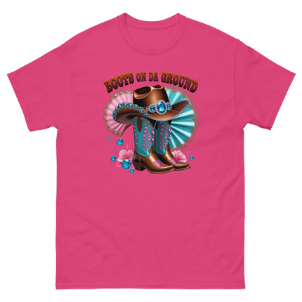 Brown Rhinestone Cowgirl Boots Tee – Boots on Da Ground #2 Women Tees Style Junction – Custom Digital Designs & Apparel Heliconia S