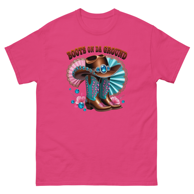 Brown Rhinestone Cowgirl Boots Tee – Boots on Da Ground #2 Women Tees Style Junction – Custom Digital Designs & Apparel Heliconia S