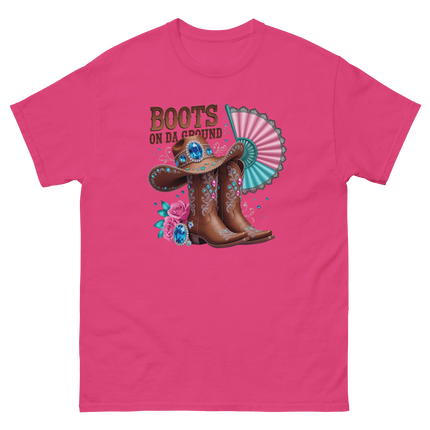 Brown Rhinestone Cowgirl Boots Tee – Boots on Da Ground #3 Women Tees Style Junction – Custom Digital Designs & Apparel Heliconia S