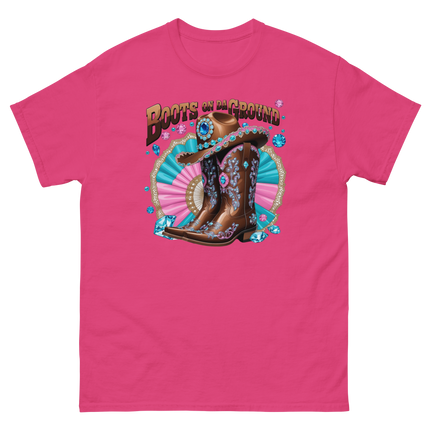 Brown Rhinestone Cowgirl Boots Tee – Boots on Da Ground #4 Women Tees Style Junction – Custom Digital Designs & Apparel Heliconia S