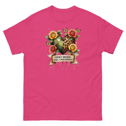 Evenly Broken Leopard Heart Tee – Watercolor Floral Vibes #4 Women Tees Style Junction – Custom Digital Designs & Apparel Heliconia S