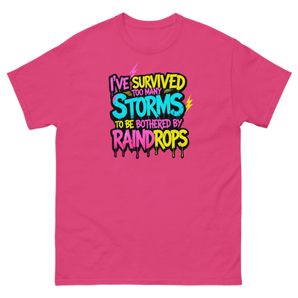 Survived the Storms Statement Tee – Neon Streetwear Bold Vibes Women Tees Style Junction – Custom Digital Designs & Apparel Heliconia S