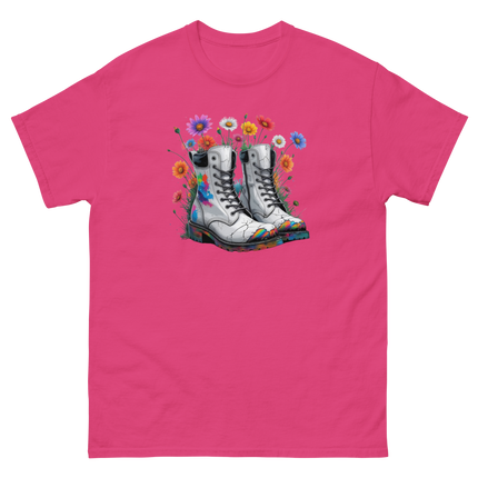 Rainbow Combat Boots Tee – Floral Festival Graphic Shirt #5 Women Tees Style Junction – Custom Digital Designs & Apparel Heliconia S