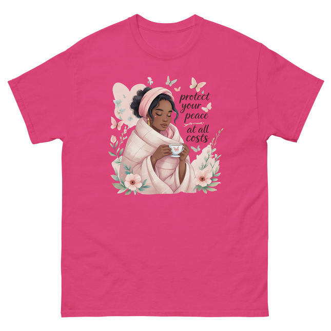 Protect Your Peace Tee – Floral Afro Soft Aesthetic Design #3 Women Tees Style Junction – Custom Digital Designs & Apparel Heliconia S