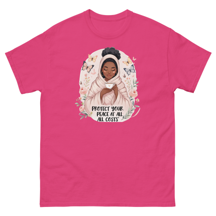 Protect Your Peace Tee – Floral Afro Soft Aesthetic Design #4 Women Tees Style Junction – Custom Digital Designs & Apparel Heliconia S