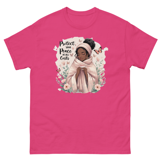 Protect Your Peace Tee – Floral Afro Soft Aesthetic Design #5 Women Tees Style Junction – Custom Digital Designs & Apparel Heliconia S