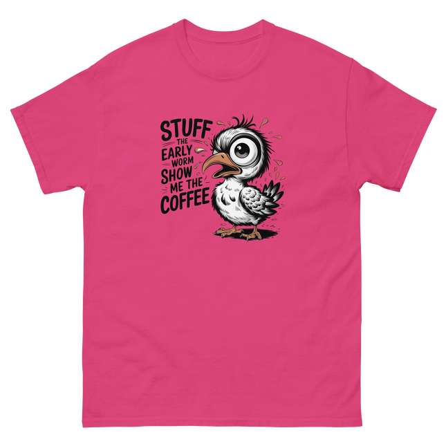 Stuff the Early Worm Coffee Bird Tee – Funny Graphic Shirt Women Tees Style Junction – Custom Digital Designs & Apparel Heliconia S