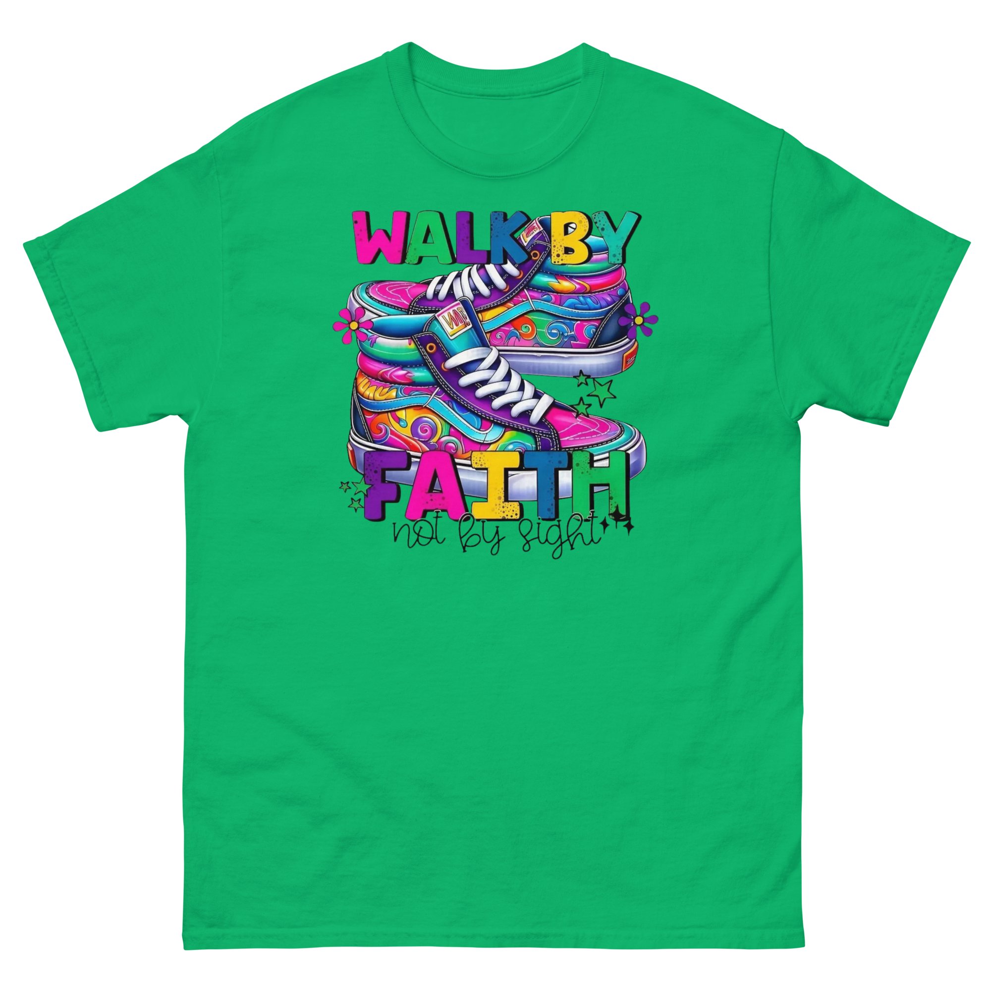 Walk By Faith Custom Design Unisex Classic T-shirt Physical T-Shirt Style-Junction Irish Green S 