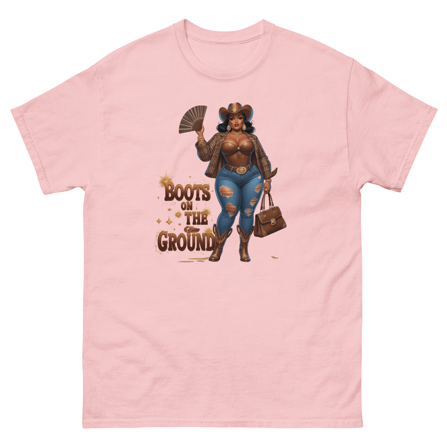 Boots on the Ground Curvy Cowgirl #2 Tee – Bold Western Style Women Tees Style Junction – Custom Digital Designs & Apparel