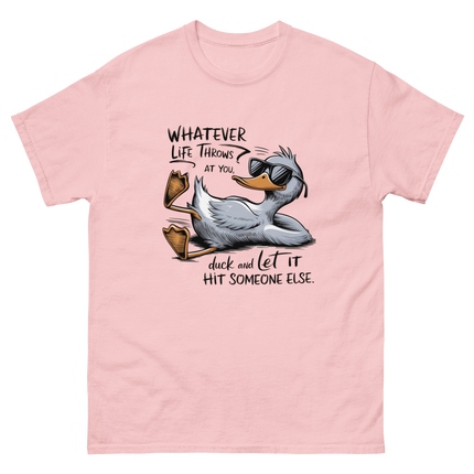 Funny Duck Quote Tee – “Let It Hit Someone Else” Graphic Shirt Women Tees Style Junction – Custom Digital Designs & Apparel Light Pink S