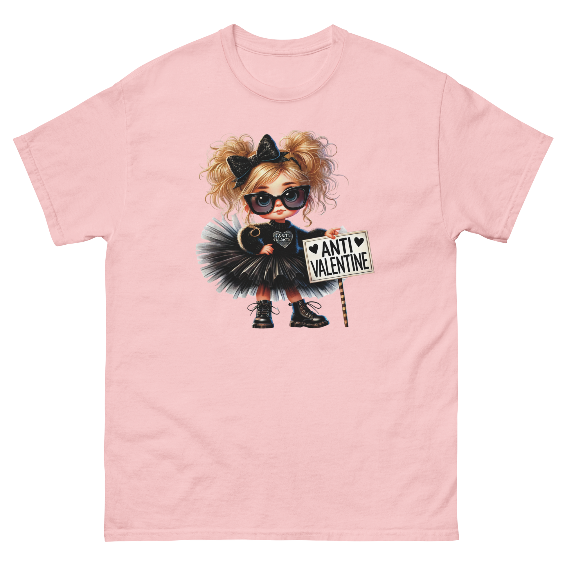 Anti-Valentine Tee – Sassy Girl in Black Tulle Skirt Graphic Women Tees Style Junction – Custom Digital Designs & Apparel