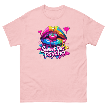 Sweet But Psycho Tee – Neon Cherry Dripping Lips Pop Art Women Tees Style Junction – Custom Digital Designs & Apparel