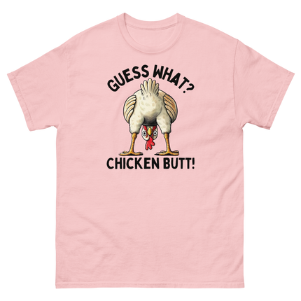 Funny Chicken Butt Tee – “Guess What” Comical Farm Graphic Shirt Women Tees Style Junction – Custom Digital Designs & Apparel Light Pink S