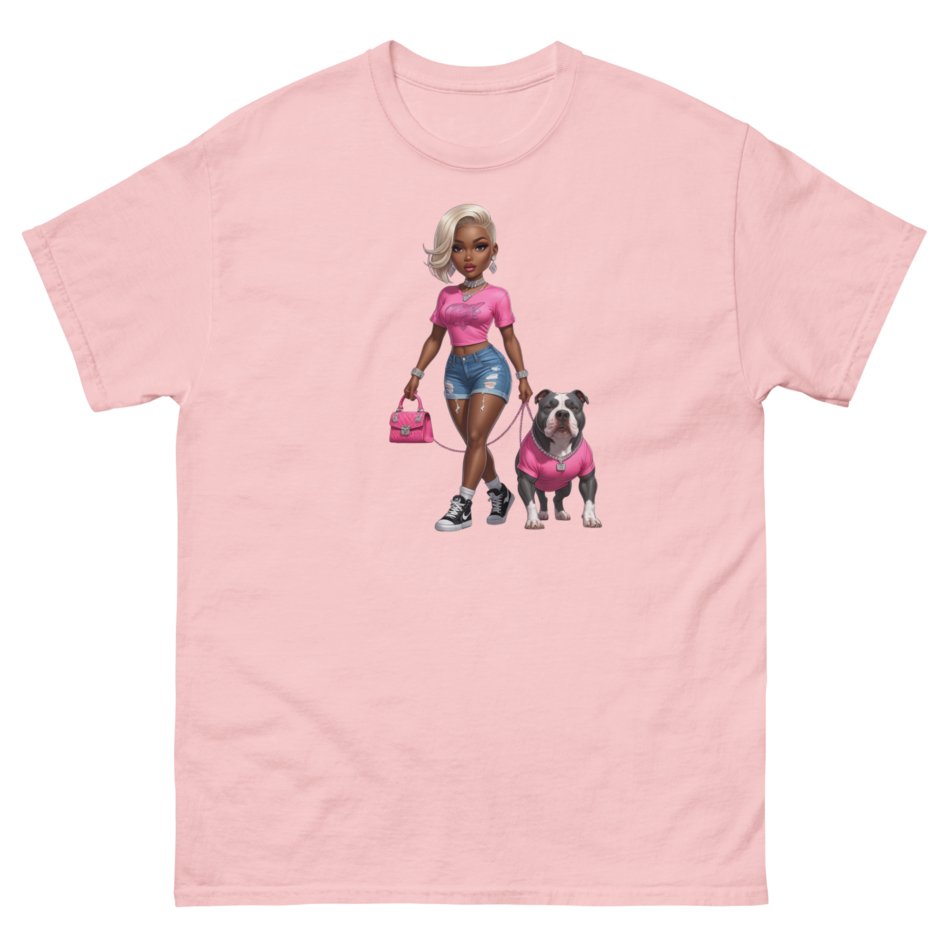 Hot Pink Bulldog Diva Tee – 100% Cotton Graphic Streetwear Women Tees Style Junction – Custom Digital Designs & Apparel
