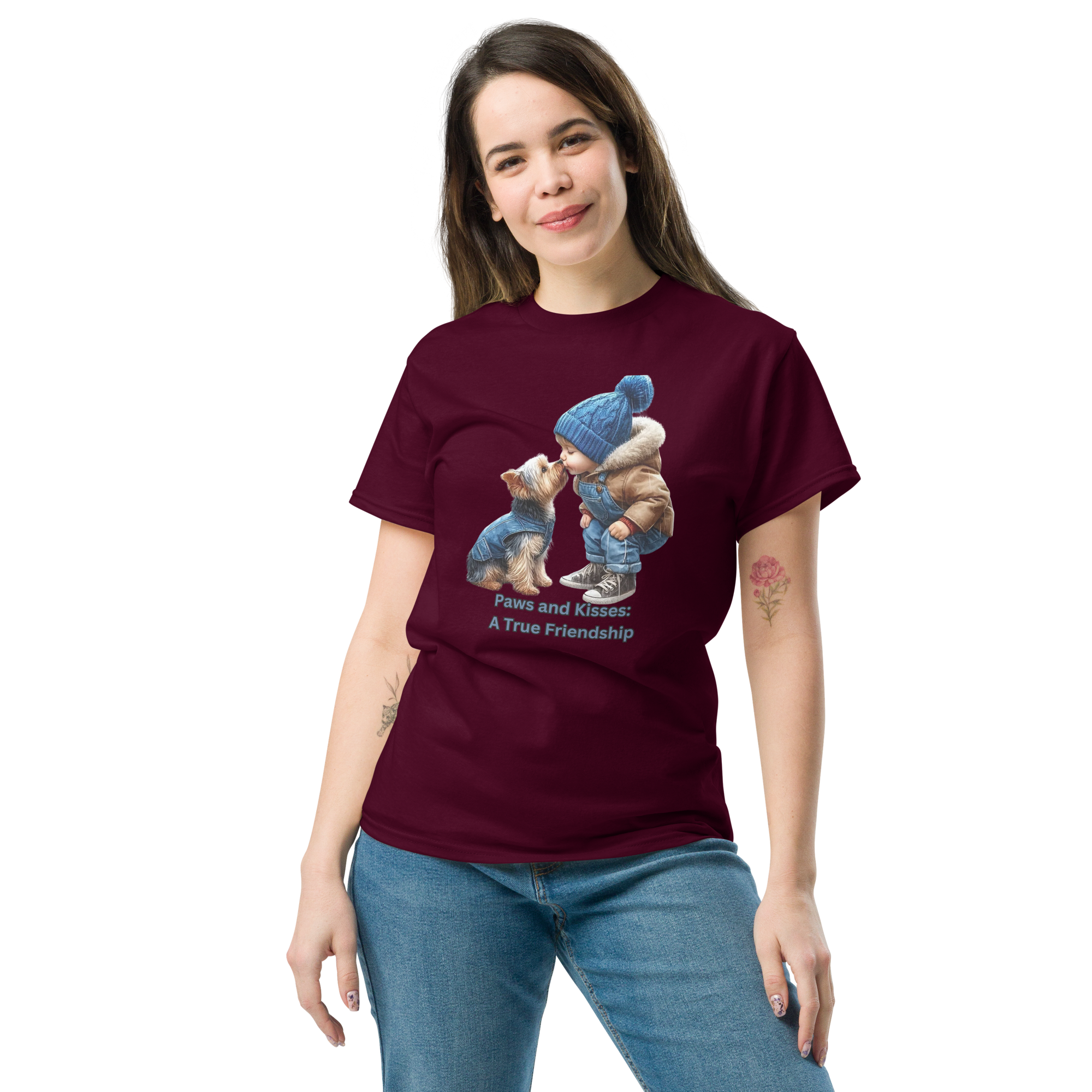 Paws and Kisses Unisex Custom Classic T-shirt Physical T-Shirt Style-Junction Maroon S 